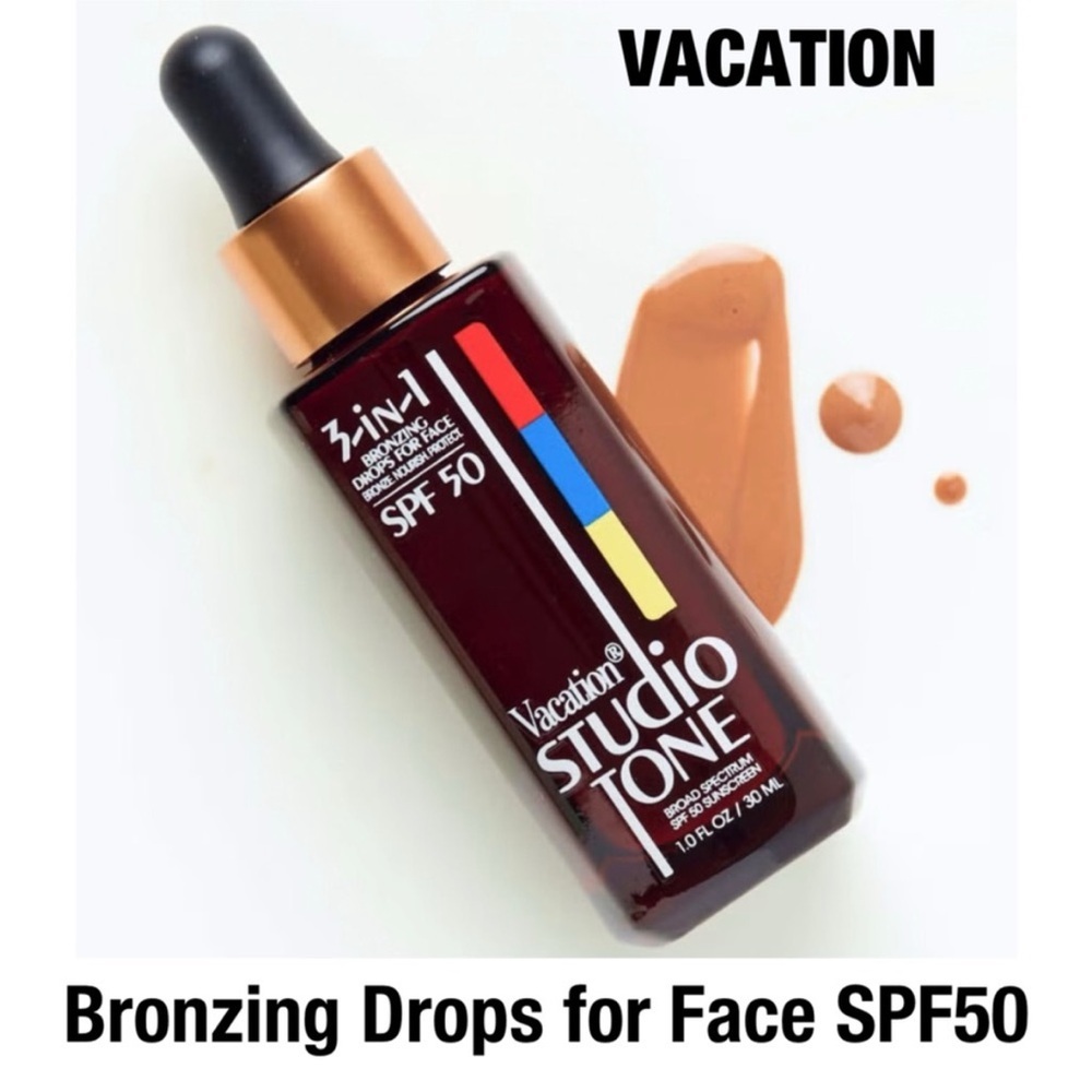 NIB Vacation Studio Tone 3-in-1 Bronzing Drops of the Face Sunscreen SPF50 1 FL